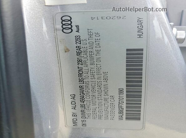 WAUB8GFF7G1011990 2016 AUDI A3 Silver Вид підкапотного простору