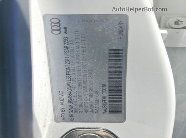 WAUB8GFFXH1023018 2017 AUDI A3 White Вид наклейки з VIN-кодом