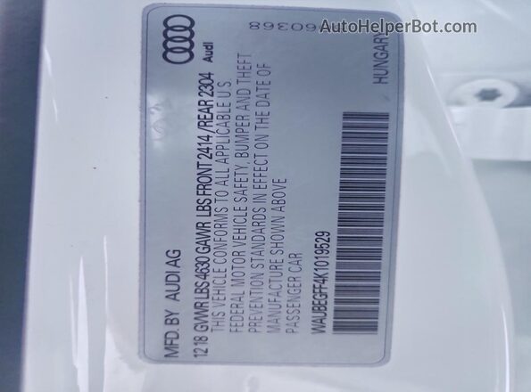 WAUBEGFF4K1019529 2019 AUDI A3 White Շարժիչի բաժամունքի տեսք