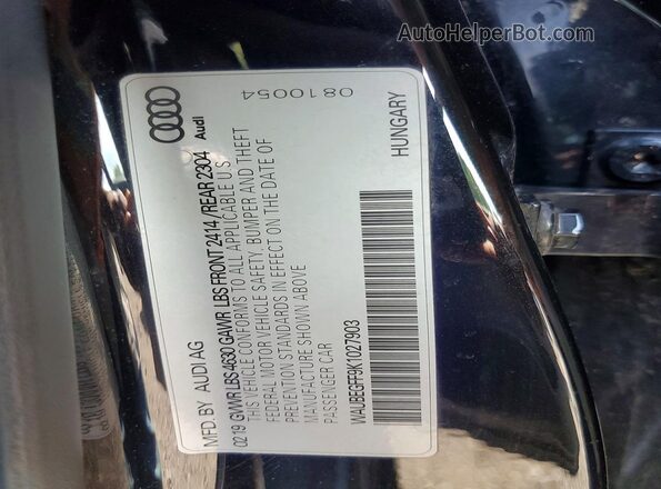 WAUBEGFF9K1027903 2019 AUDI A3 Black VIN կոդի պիտակի տեսք