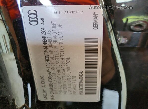 WAUBEGFF9KA104043 2019 AUDI A3 Black ძრავის განყოფილების ხედი