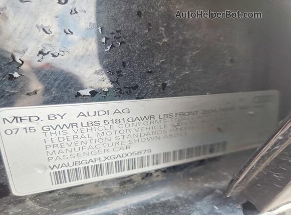 WAUBGAFLXGA005879 2016 AUDI S4 Black Вид підкапотного простору