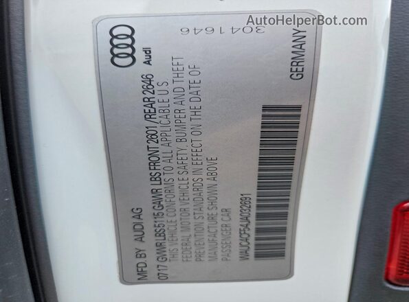 WAUC4CF54JA032691 2018 AUDI S5 Белый Вид подкапотного пространства