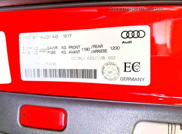 WAUC4CF57JA053096 2018 AUDI S5 Red ძრავის განყოფილების ხედი