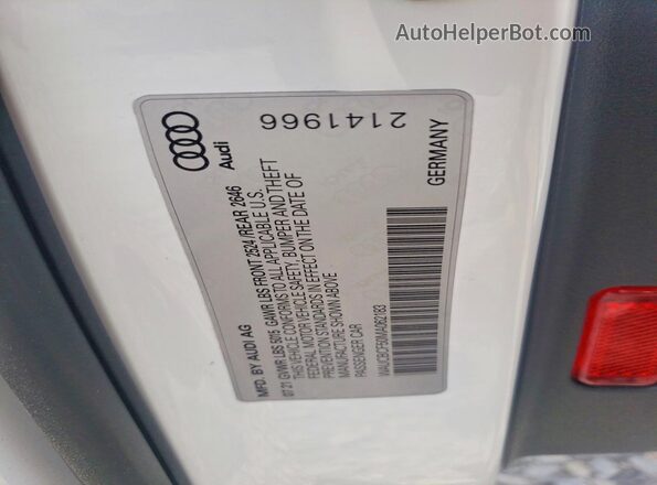 WAUCBCF50MA062183 2021 AUDI A5 White Vista de la etiqueta del VIN