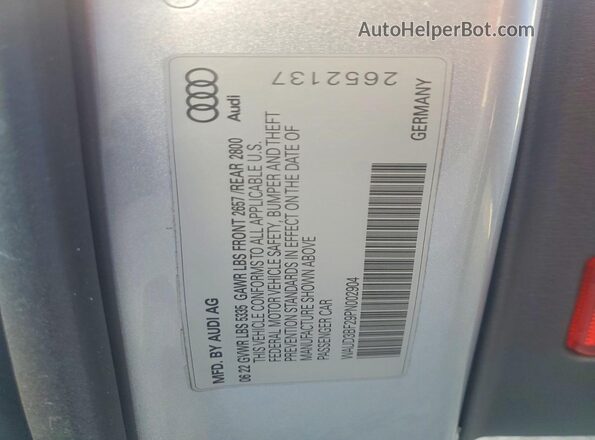 WAUD3BF29PN002904 2023 AUDI A6 Silver VIN კოდის სტიკერის ხედი