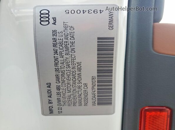 WAUDAAF47PN010761 2023 AUDI A4 Белый Вид подкапотного пространства