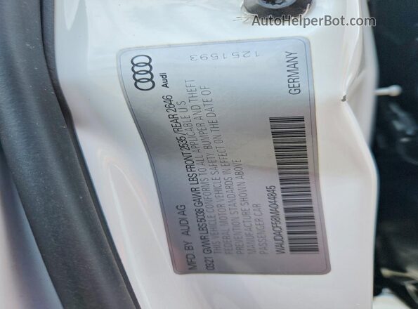 WAUDACF58MA044845 2021 AUDI A5 White Շարժիչի բաժամունքի տեսք