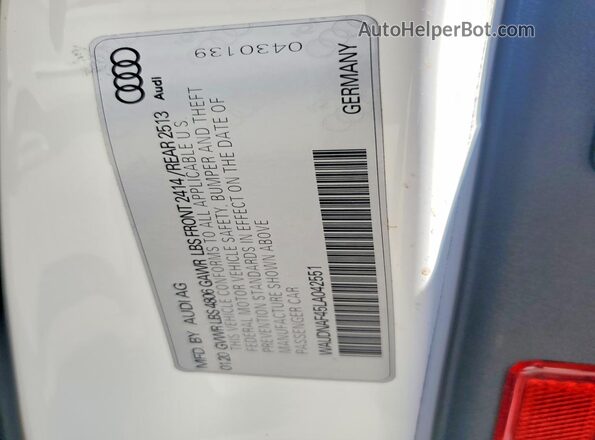 WAUDNAF45LA042551 2020 AUDI A4 White ძრავის განყოფილების ხედი