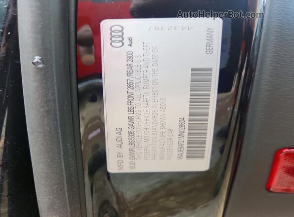 WAUE8AF21MN028604 2021 AUDI A6 Black VIN կոդի պիտակի տեսք