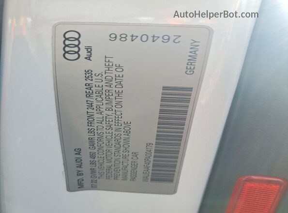 WAUEAAF40PA004179 2023 AUDI A4 White VIN sticker view