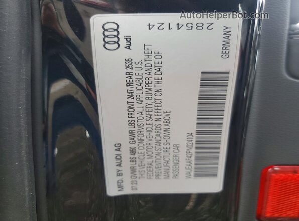 WAUEAAF42PN024104 2023 AUDI A4 Black VIN կոդի պիտակի տեսք