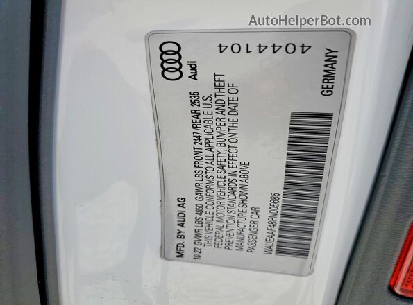 WAUEAAF48PN005685 2023 AUDI A4 White Շարժիչի բաժամունքի տեսք
