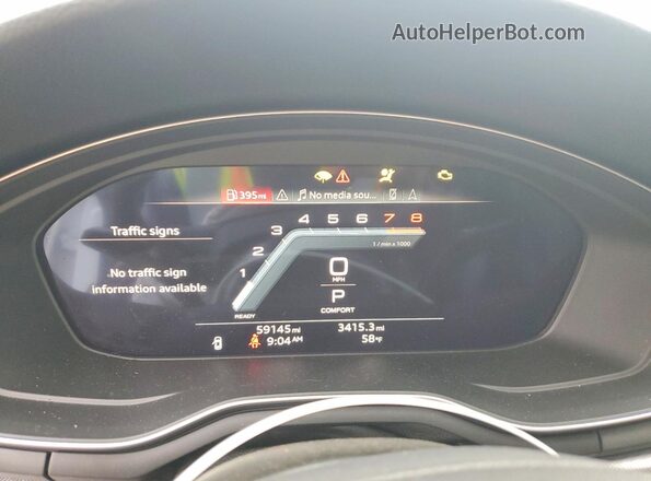 WAUEACF50NA022456 2022 AUDI A5 White Вид щитка приладів