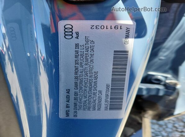 WAUEJBFW9R7004561 2024 AUDI E-TRON Blue VIN կոդի պիտակի տեսք