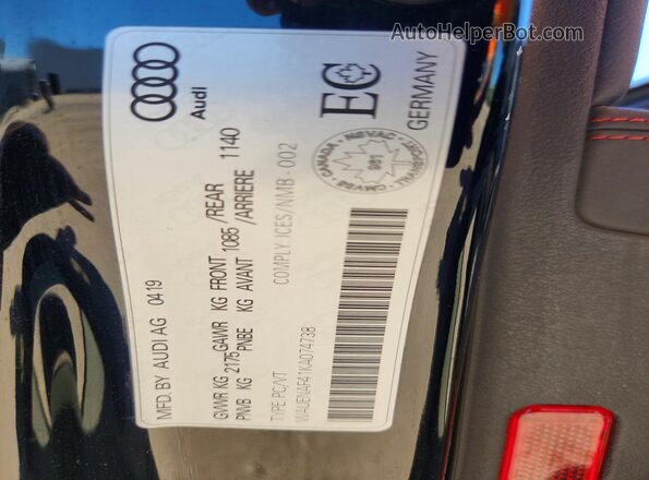 WAUENAF41KA074738 2019 AUDI A4 Black Vista del compartimento del motor