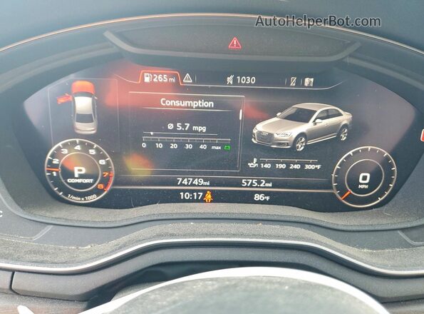 WAUENAF42KN002603 2019 AUDI A4 Black Vista del cuadro de instrumentos