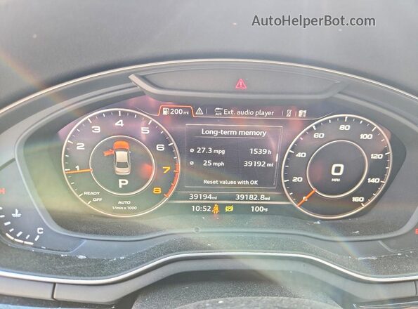 WAUENAF42KN014864 2019 AUDI A4 Charcoal Вид щитка приладів