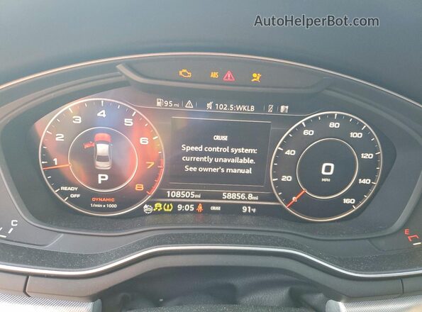 WAUENAF43HN010069 2017 AUDI A4 White Вид щитка приладів