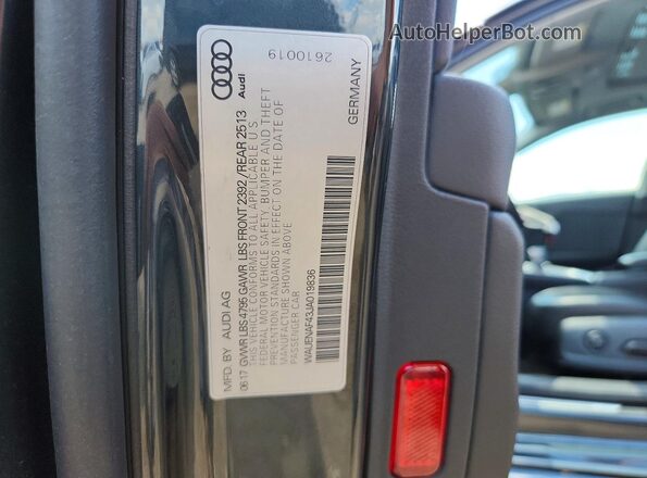 WAUENAF43JA019836 2018 AUDI A4 Gray Vista del compartimento del motor