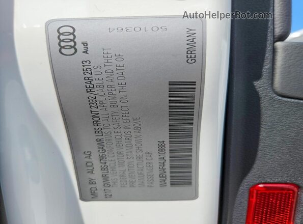 WAUENAF44JA109884 2018 AUDI A4 Белый Вид подкапотного пространства