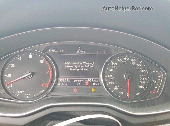 WAUENAF45JA148337 2018 AUDI A4 Blue Instrument cluster view