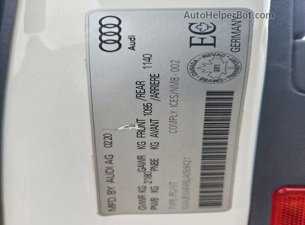 WAUENAF45LA059421 2020 AUDI A4 White Widok komory silnika