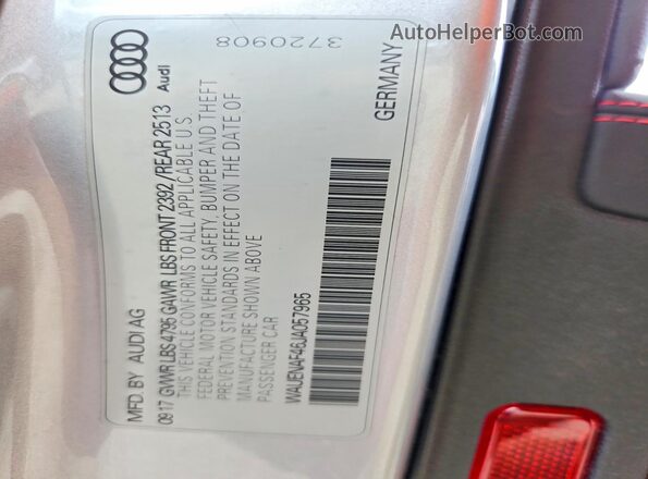 WAUENAF46JA057965 2018 AUDI A4 Silver Vista del compartimento del motor