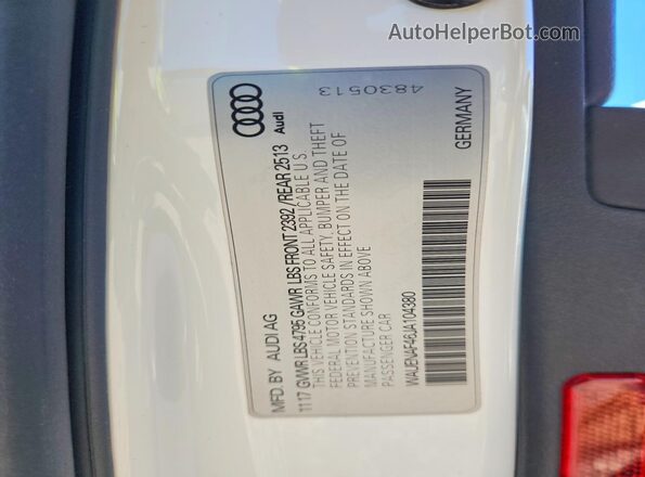 WAUENAF46JA104380 2018 AUDI A4 White Vista del compartimento del motor