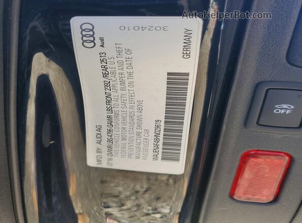 WAUENAF48HN029619 2017 AUDI A4 Black Вид підкапотного простору