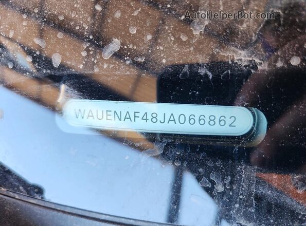 WAUENAF48JA066862 2018 AUDI A4 Charcoal VIN კოდის სტიკერის ხედი