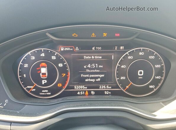 WAUENCF55KA031556 2019 AUDI A5 Blue Vista del cuadro de instrumentos