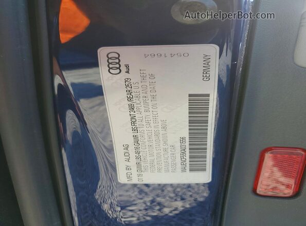 WAUENCF55KA031556 2019 AUDI A5 Blue Vista del compartimento del motor