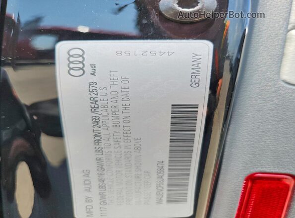 WAUENCF58JA058474 2018 AUDI A5 Black Vista del compartimento del motor