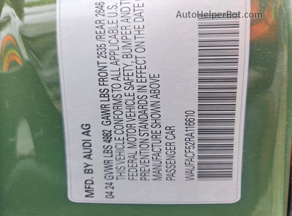 WAUFACF52RA116610 2024 AUDI A5 Green Вид підкапотного простору