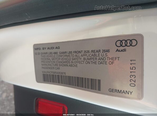 WAUFACF59RA053876 2024 AUDI OTHER White Vista del compartimento del motor