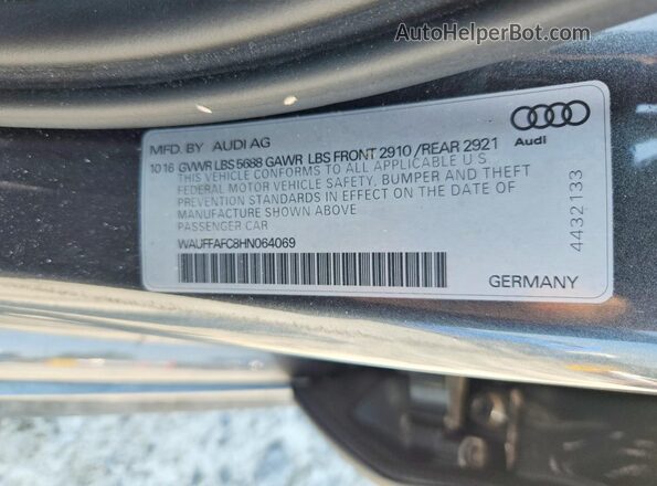 WAUFFAFC8HN064069 2017 AUDI S6 Gray Engine compartment view