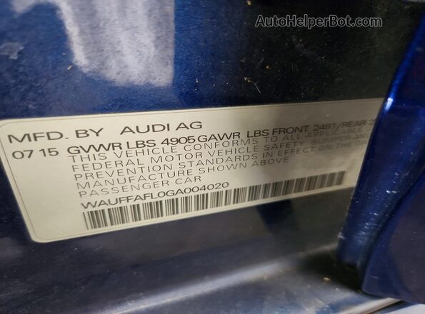WAUFFAFL0GA004020 2016 AUDI A4 Синий Вид подкапотного пространства