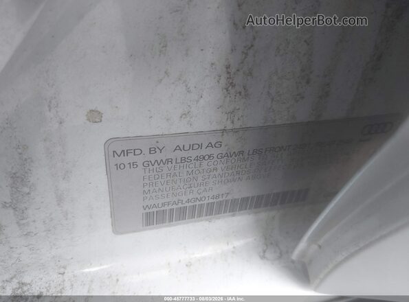WAUFFAFL4GN014817 2016 AUDI A4 White Widok komory silnika