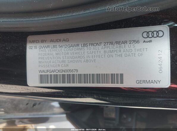 WAUFGAFCXGN005679 2016 AUDI A6 Черный Вид подкапотного пространства