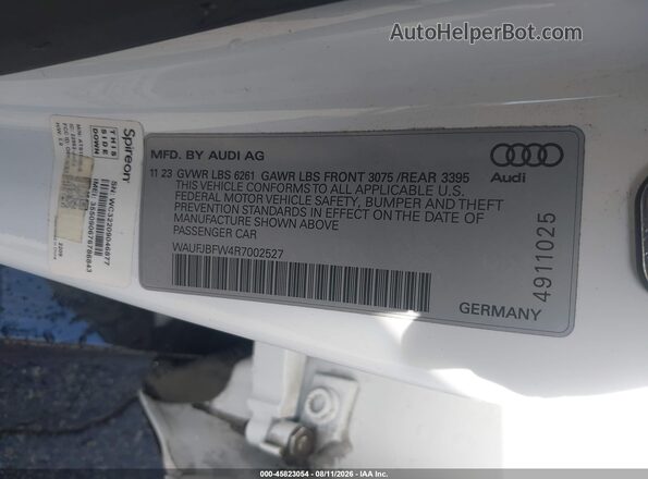 WAUFJBFW4R7002527 2024 AUDI E-TRON Белый Вид подкапотного пространства