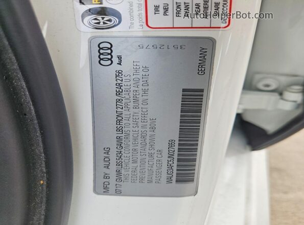 WAUG3AFC5JN027659 2018 AUDI A6 White Vista del compartimento del motor