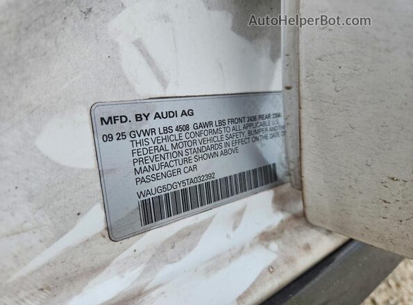 WAUG5DGY5TA032392 2026 AUDI S3 White VIN კოდის სტიკერის ხედი