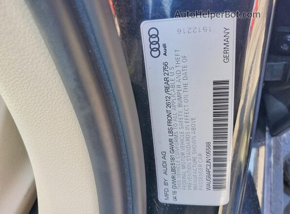 WAUG8AFC2JN105588 2018 AUDI A6 Black VIN sticker view