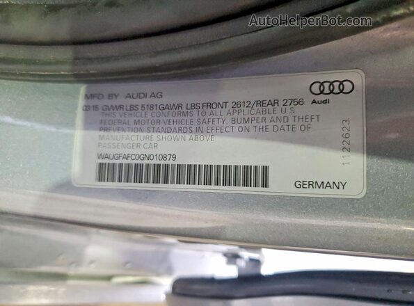 WAUGFAFC0GN010879 2016 AUDI A6 Silver Vista del compartimento del motor