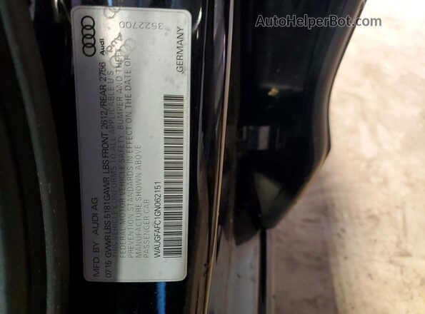 WAUGFAFC1GN062151 2016 AUDI A6 Black Vista del compartimento del motor