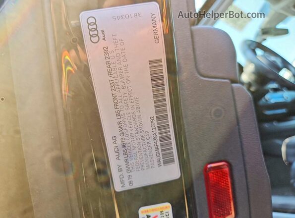 WAUGMAF43KA120792 2019 AUDI A4 Black Շարժիչի բաժամունքի տեսք