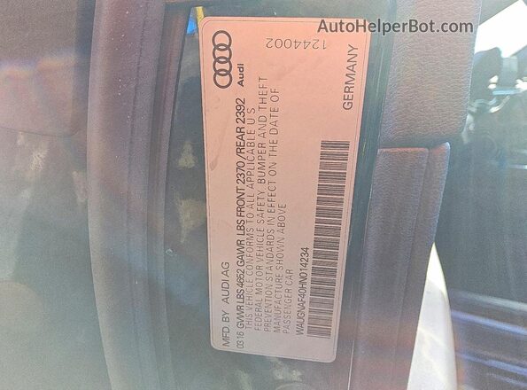 WAUGNAF40HN014234 2017 AUDI A4 Black Widok komory silnika
