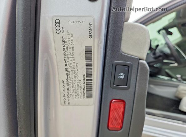 WAUGNAF45HN037993 2017 AUDI A4 Silver Vista del compartimento del motor