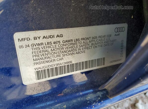 WAUGUDGY3RA138805 2024 AUDI A3 Blue Вид підкапотного простору